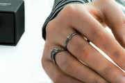 Frasers Ridge Ring Set-ensemble de 2 bagues empilables en argent sterling avec lame en arc et style montagne