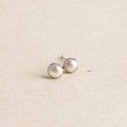 Pebble Stud Earrings - 935 Sterling Silver Smooth Matte Post Earrings