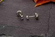 Effero Stud Earrings- 935 Sterling Silver Mozambique Garnets & Patina