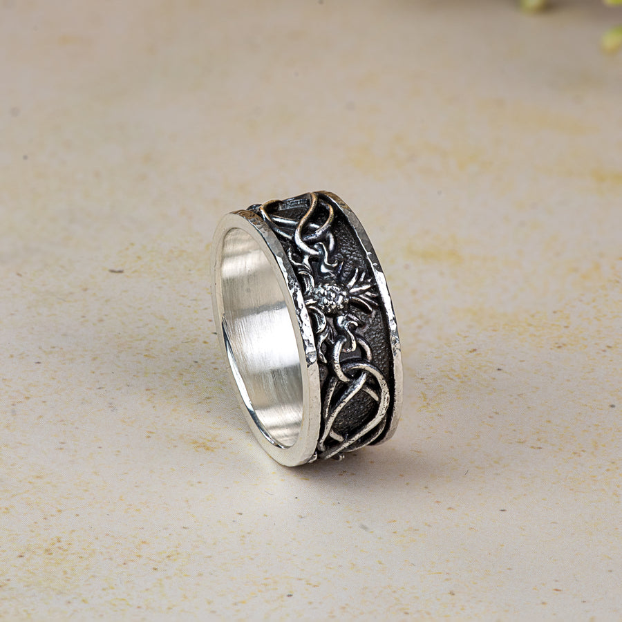 Thistle & Highland Interlace Ring ©-9mm Sterling Silver Band
